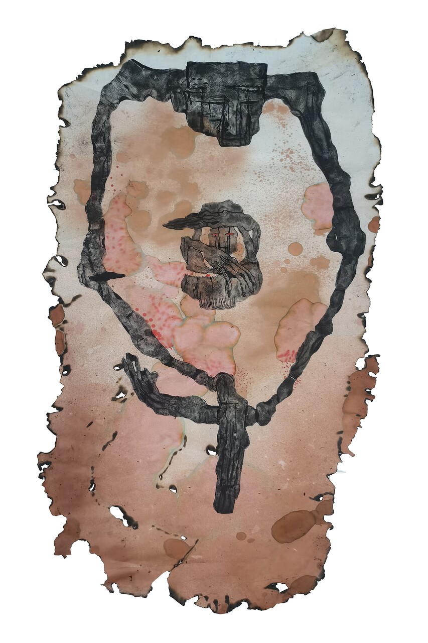 90x180cm collagraph sheepskin，xuan paper，natural dyes 2021-2022 