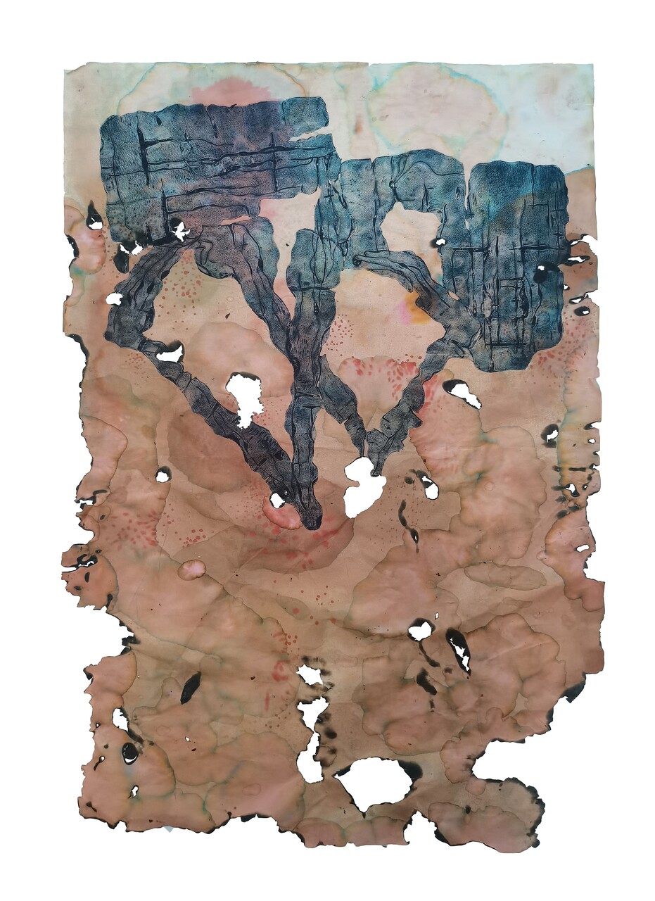 90×130cm collagraph sheepskin，xuan paper，natural dyes 2021-2022 