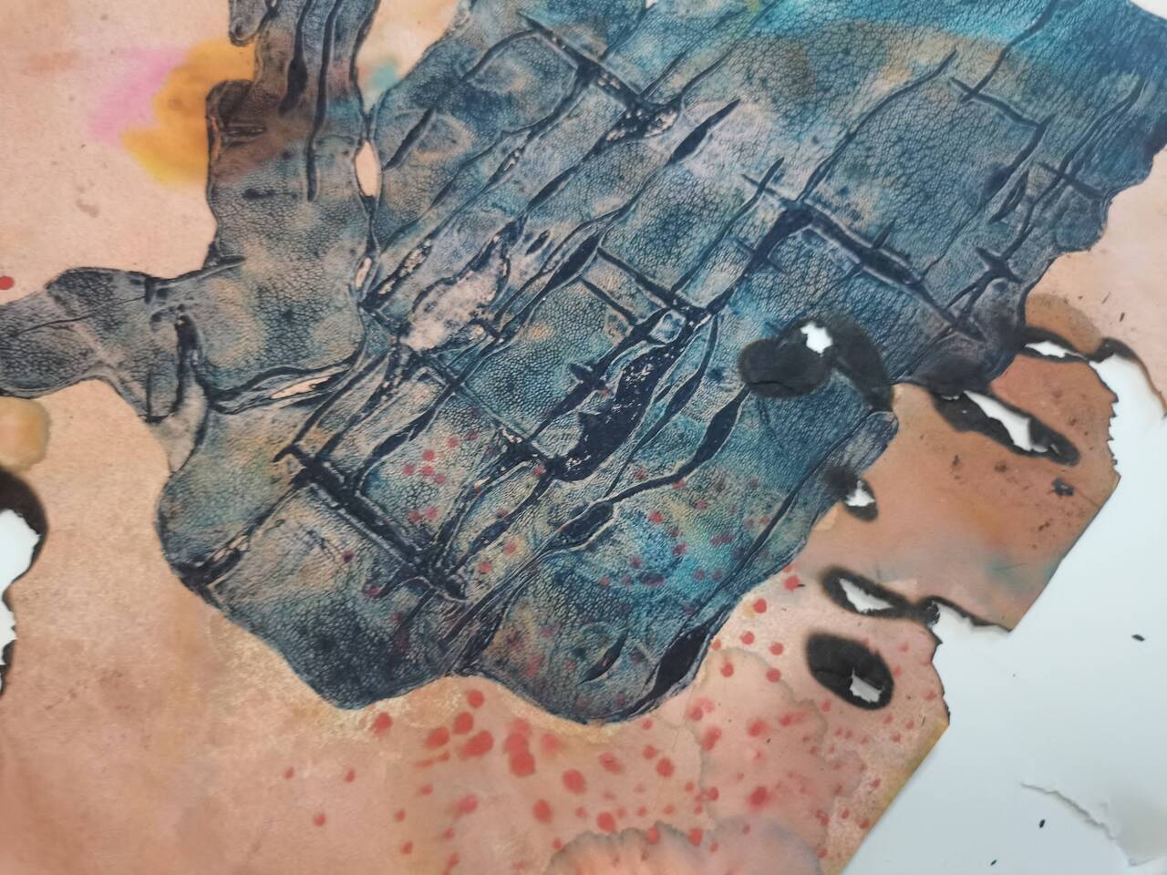 90×130cm collagraph sheepskin，xuan paper，natural dyes 2021-2022 